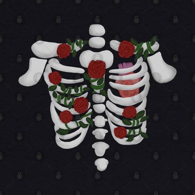 Skeleton ribs (heart and roses) by Geometrico22